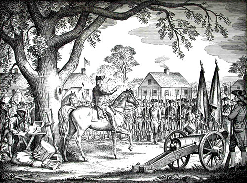 Washington taking command of the troops at Cambridge, July 3, 1775
