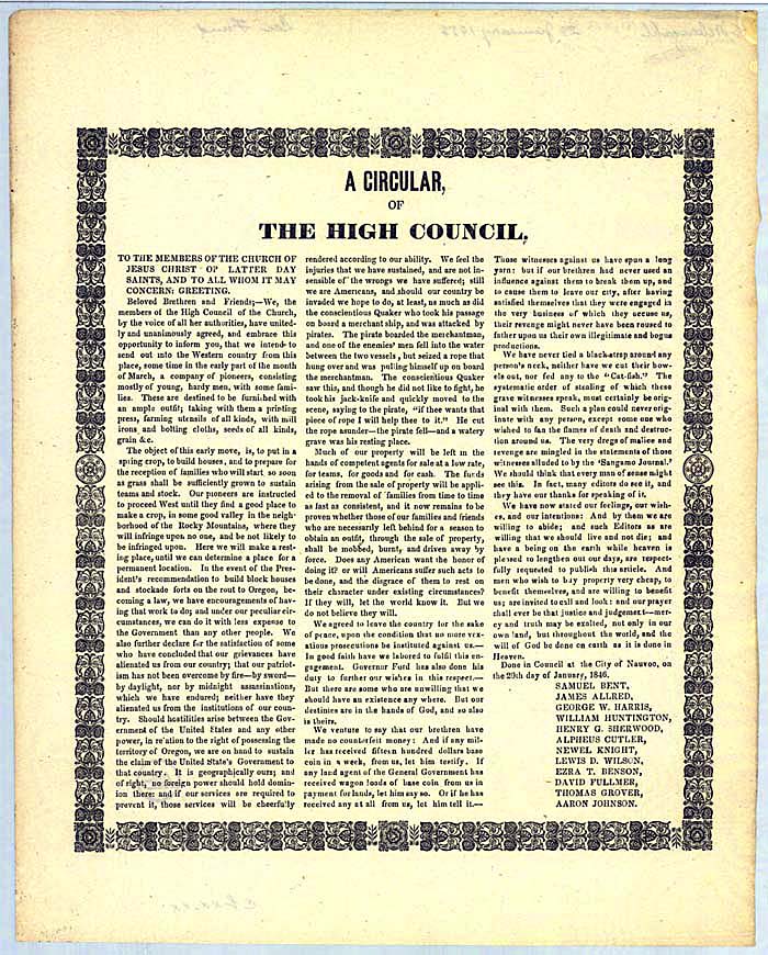 A Circular, of the High Council